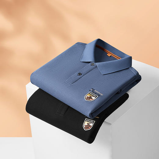 【新款DDP】大依优型大码长袖Polo衫翻领男装加肥加大体恤大号上衣胖子弹力休闲商务 商品图2