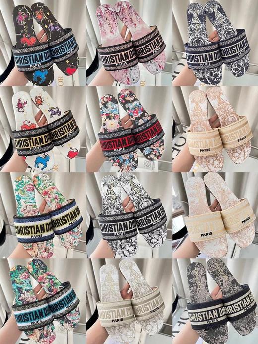 迪家|Dway平底*刺绣拖鞋同步官网多色可选拍下联系客服备注款式|HD 商品图2