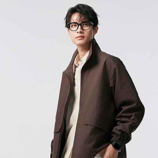 棉仓356811004-宽松棉锦肌理立领分割夹克 商品图1