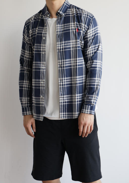 R.L 蓝色格纹 全棉长袖衬衫 CS212 商品图1