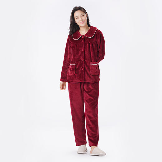 都市丽人睡衣超值精选长袖家居服双面法兰绒厚女士法兰绒套装LHT1K5 商品图1