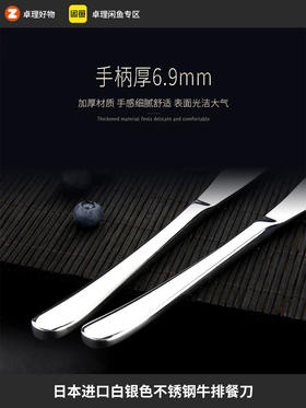 日本进口白银色不锈钢餐刀牛排切刀不锈钢西餐刀原装正品