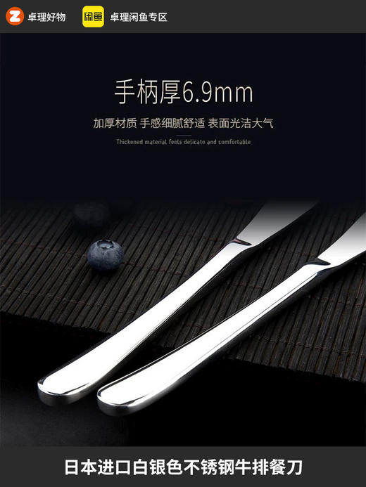 日本进口白银色不锈钢餐刀牛排切刀不锈钢西餐刀原装正品 商品图0
