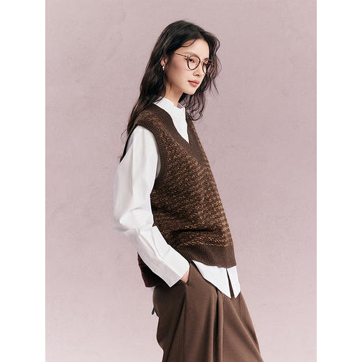 棉仓356699001-雪尼尔花式纱宽松马甲 商品图2