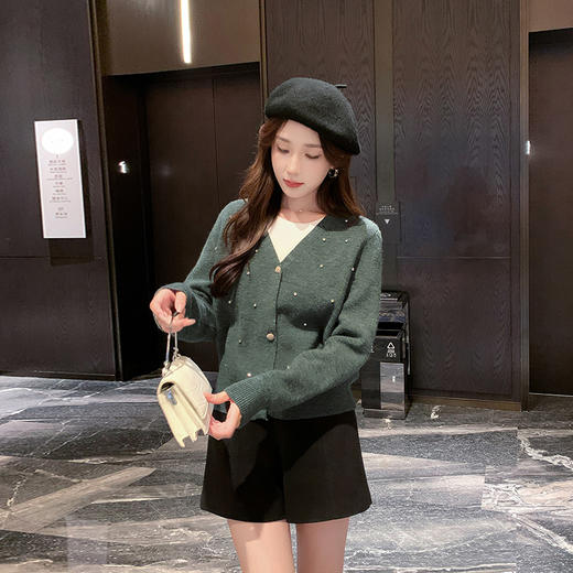 奢姿2024年秋季新款大码女装气质钉钻上衣胖妹妹法式V领穿搭套装9843668257 商品图1