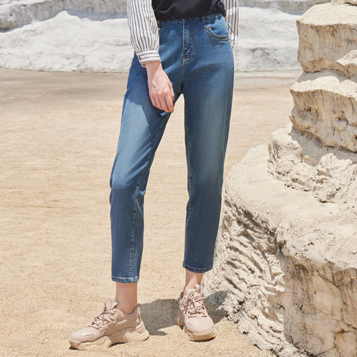 半身缘女裤 秋季新品半松紧锥形牛仔裤舒服时髦253102U10102534 商品图1