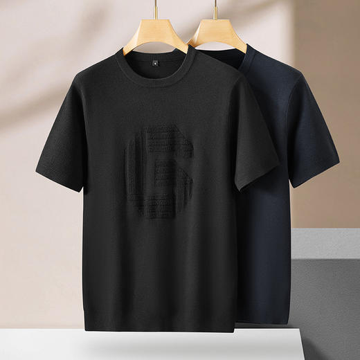 【新款DPF】大依优型毛衣针织短袖背心休闲针织衫毛背心满印字母加肥加大上衣男士胖子大码毛衫t恤打底 商品图0