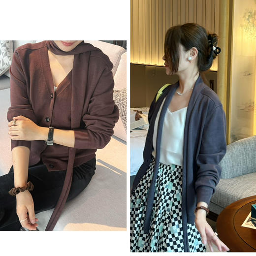 25特价🍂2409112     Lem**围脖V领针织衫 商品图0