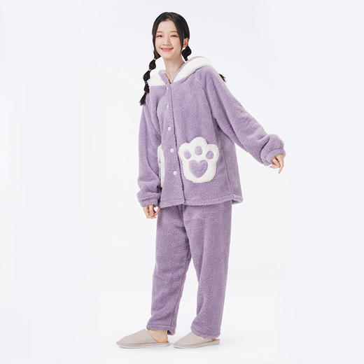 都市丽人睡衣生活家居长袖家居服长毛绒厚女士长毛绒套装LHT1T3 商品图2