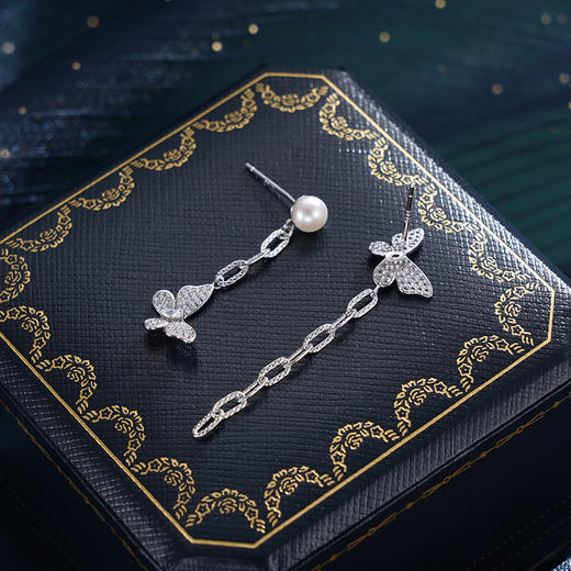 子佩集S925银珍珠耳钉【Z10763】纯银珍珠不对称2409 商品图3