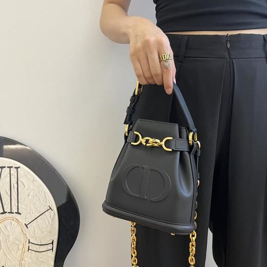 迪奥 C'est Dior 可拆卸可调节肩带 老牛皮革 水桶包手提单肩包 中号小号 女款 黑色（HH） 商品图2