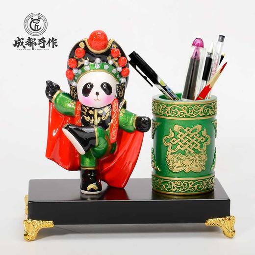 成都手作 熊猫笔筒 非遗泥塑工艺品 书房办公装饰 中国风摆件 商品图3