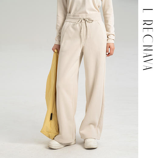 L RECNAVA 显高显瘦加绒卫衣卫裤 短款拉链连帽外套 腰部螺纹松紧抽绳直筒卫裤休闲套装 商品图8