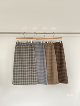 QG2589#秋款格子半裙