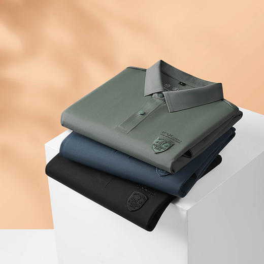 【新款DDP】大依优型大码弹力长袖Polo衫翻领男装加肥加大体恤大号上衣胖子弹力休闲商务 商品图1