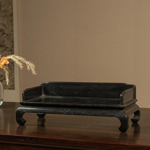 清 紫檀三围独板罗汉床摆件 商品图0