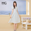 mc2宽松V领风琴褶韩系度假风连衣裙女装2024夏季新款时尚显白蓝色 商品缩略图1