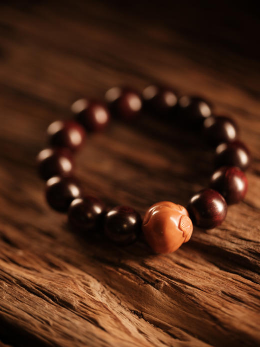 投我以木桃 | 印度小叶紫檀单圈手串珠型1.5cm【器悟雅玩】 商品图2