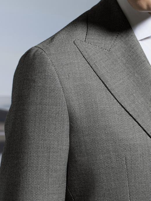 Stylbiella Knight 澳洲美丽诺羊毛360克高克重灰色鸟眼纹全麻衬西装套装 商品图2