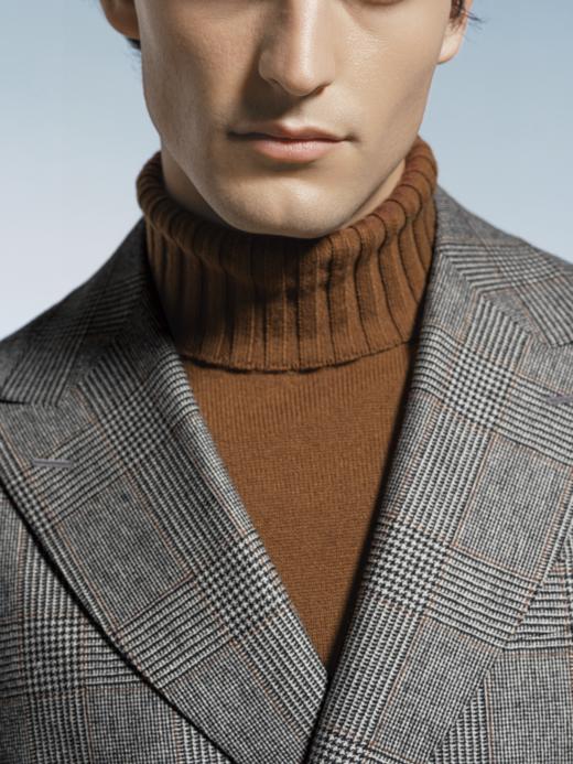 Stylbiella 澳洲美丽诺羊毛半精梳中灰色亲王格全麻衬西装套装 商品图2