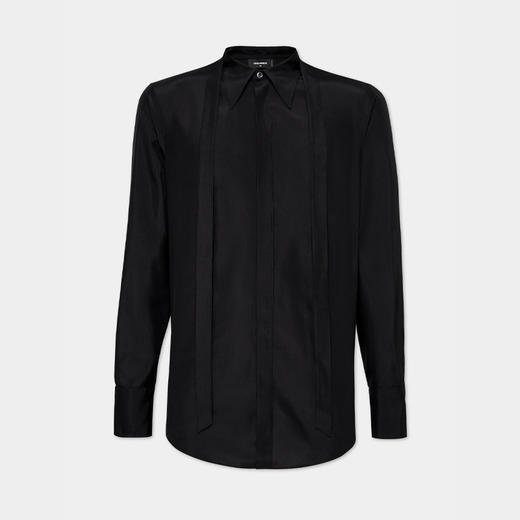 【一】DSQUARED2 男士简约修身真丝长袖衬衫 黑色 S74DM0879 S47223 900 商品图0