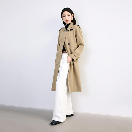NEELLY纳俪2024秋商场同款中长款*双排扣风衣女新款通勤外套N24084F04601 商品图2