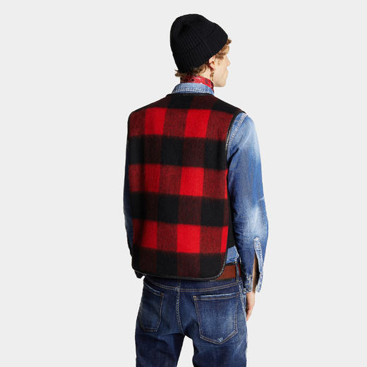 【一】DSQUARED2 男士格纹羊毛混纺马甲 格子色 S74FB0323 S78290 001F 商品图2