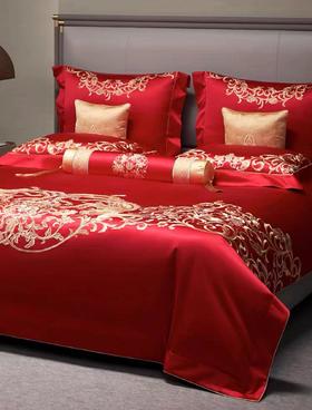 【婚嫁季】【罗卡芙 * 惠谊 】B7F丨奢华婚典锦缎凤凰绣花九件套  天作之合