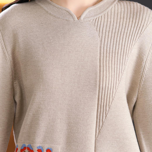 CC-MS-6910妇女秋装上衣2024耐穿气质洋气衣服妈妈长袖国风立领毛衣女装 商品图3