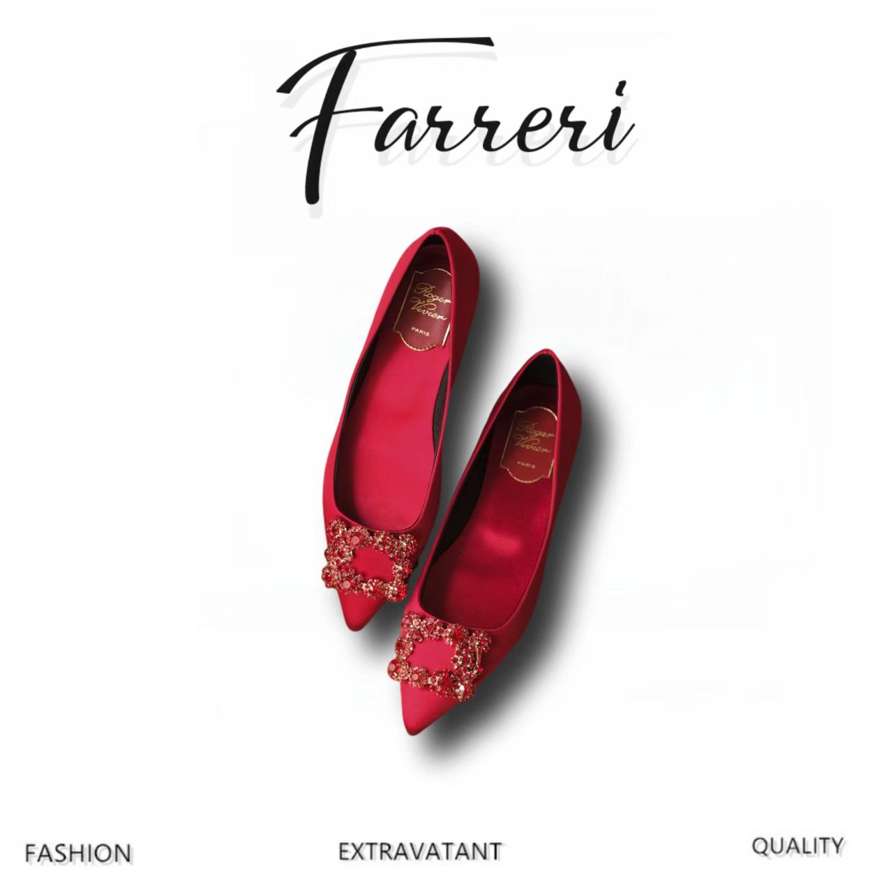 RV百年经典款，钻扣真丝高跟鞋原版楦型XRV