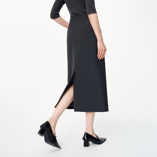 NEELLY纳俪2024秋商场同款轻熟气质半身裙女新款通勤收腰后开叉N24091E01179 商品图1