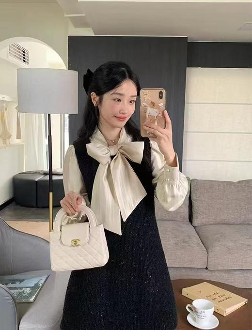 【GZ】无忧购小香风粗花呢连衣裙+蝴蝶结衬衫两件套6825(截单后7天发货)25年清仓捡漏 商品图3