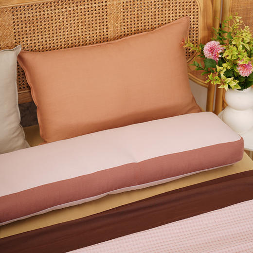 棕粉系列长条睡抱枕双人枕一体荞麦壳枕头纯棉睡觉家用不塌陷 商品图2