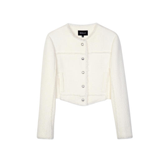 NEELLY纳俪2024秋商场同款肌理感小香风短外套女新款纯色正肩显瘦N24091C01172 商品图3