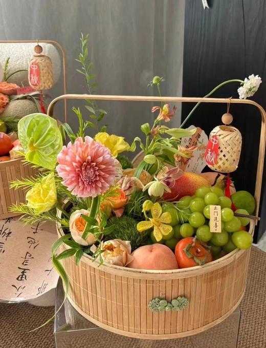 中秋竹编单层花篮 商品图0