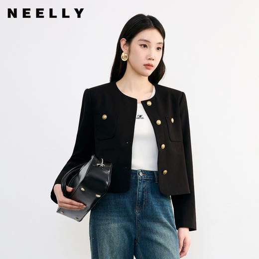 NEELLY纳俪2024秋商场同款法式高级感气质小香风短外套女新款正肩N24084C04634 商品图0