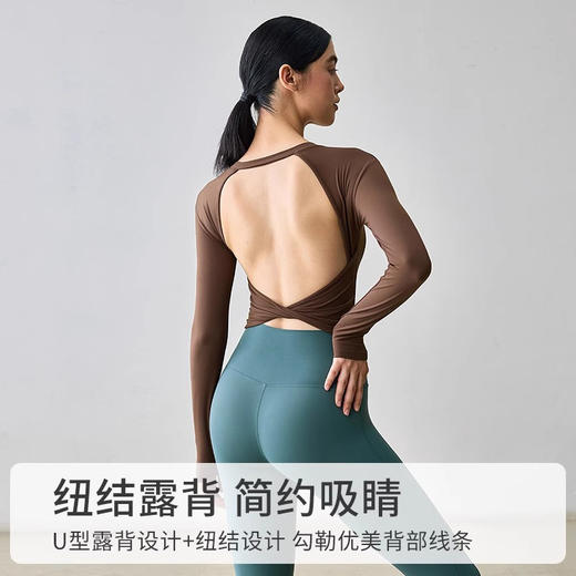 【限时秒】YOGACODE【火树银花系列】2024 长袖瑜伽服带胸垫秋冬欧美运动长袖上衣女DWTS124101 商品图2
