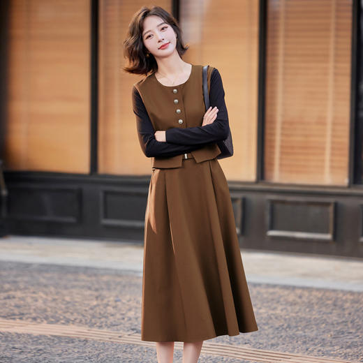 HR YF9686气质马甲连衣裙显瘦套装时尚洋气显瘦高腰 商品图5