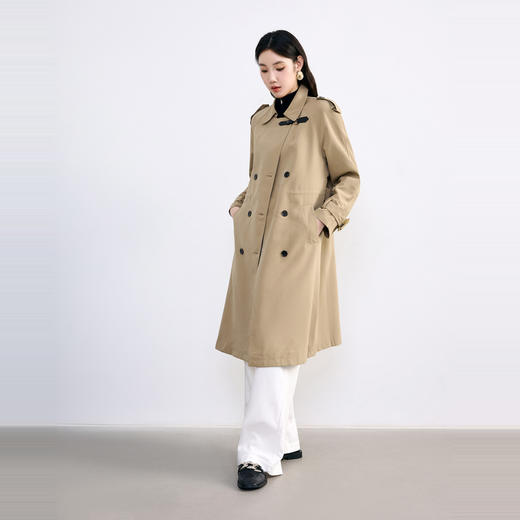 NEELLY纳俪2024秋商场同款中长款*双排扣风衣女新款通勤外套N24084F04601 商品图3