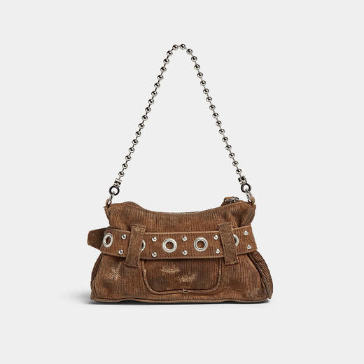 【二】DSQUARED2 女士金属徽标哥特式皮革单肩包 棕色 CLW0031 16807677 5075 商品图1