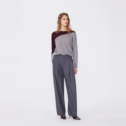 NEELLY纳俪2024秋商场同款设计感拼接马海毛套头针织衫女新款毛衣N24091A01159 商品图2