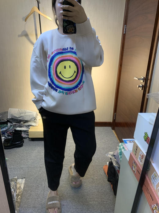 水淼2024秋冬新款笑脸印花休闲针织衫8928 商品图4