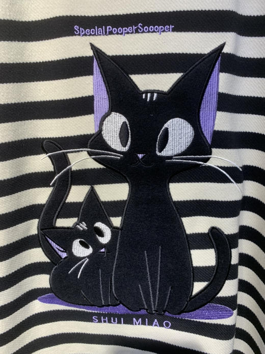 水淼2024秋冬新款黑白条猫咪针织衫9028 商品图6