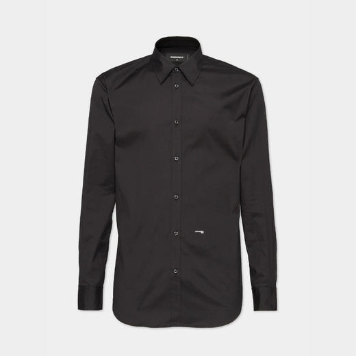 DSQUARED2 男士徽标刺绣休闲长袖衬衫 黑色 S74DM0659 S44131 900 商品图0
