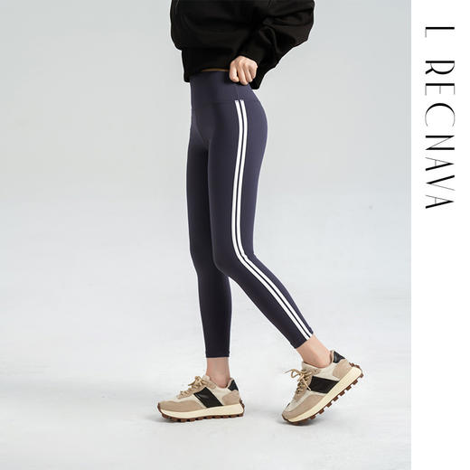 【双面裸感高弹】减龄学院风瑜伽裤 云感软糯 紧致塑形 侧边双杠九分裤打底裤 商品图1