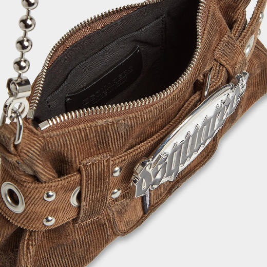 【二】DSQUARED2 女士金属徽标哥特式皮革单肩包 棕色 CLW0031 16807677 5075 商品图2