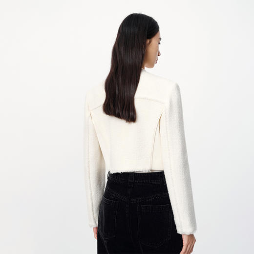 NEELLY纳俪2024秋商场同款肌理感小香风短外套女新款纯色正肩显瘦N24091C01172 商品图1