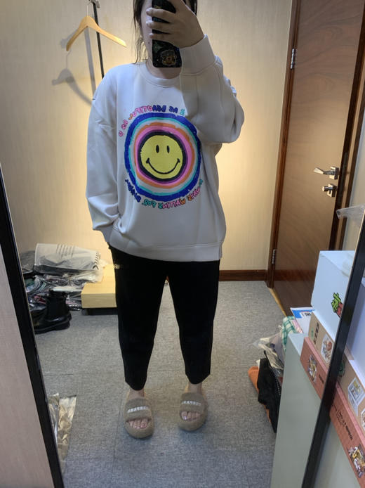 水淼2024秋冬新款笑脸印花休闲针织衫8928 商品图2