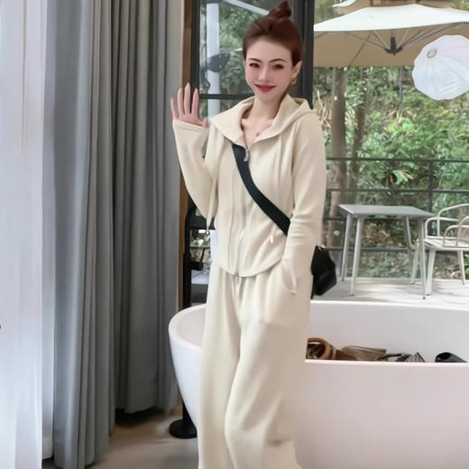 跃牌【健舞健美】系列 瑜伽套装女新款加厚保暖长袖连帽健身服户外跑步运动阔腿裤两件套8679+6973 商品图2