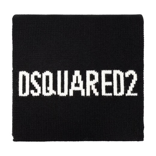 【二】DSQUARED2 男士字母徽标提花羊毛针织围巾 黑色 KNM0164 01W04328 2124 商品图0